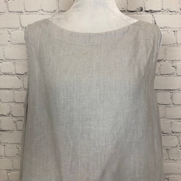 La Fixsun 100% Linen Gray Sleeveless Top Size S - Picture 4 of 6